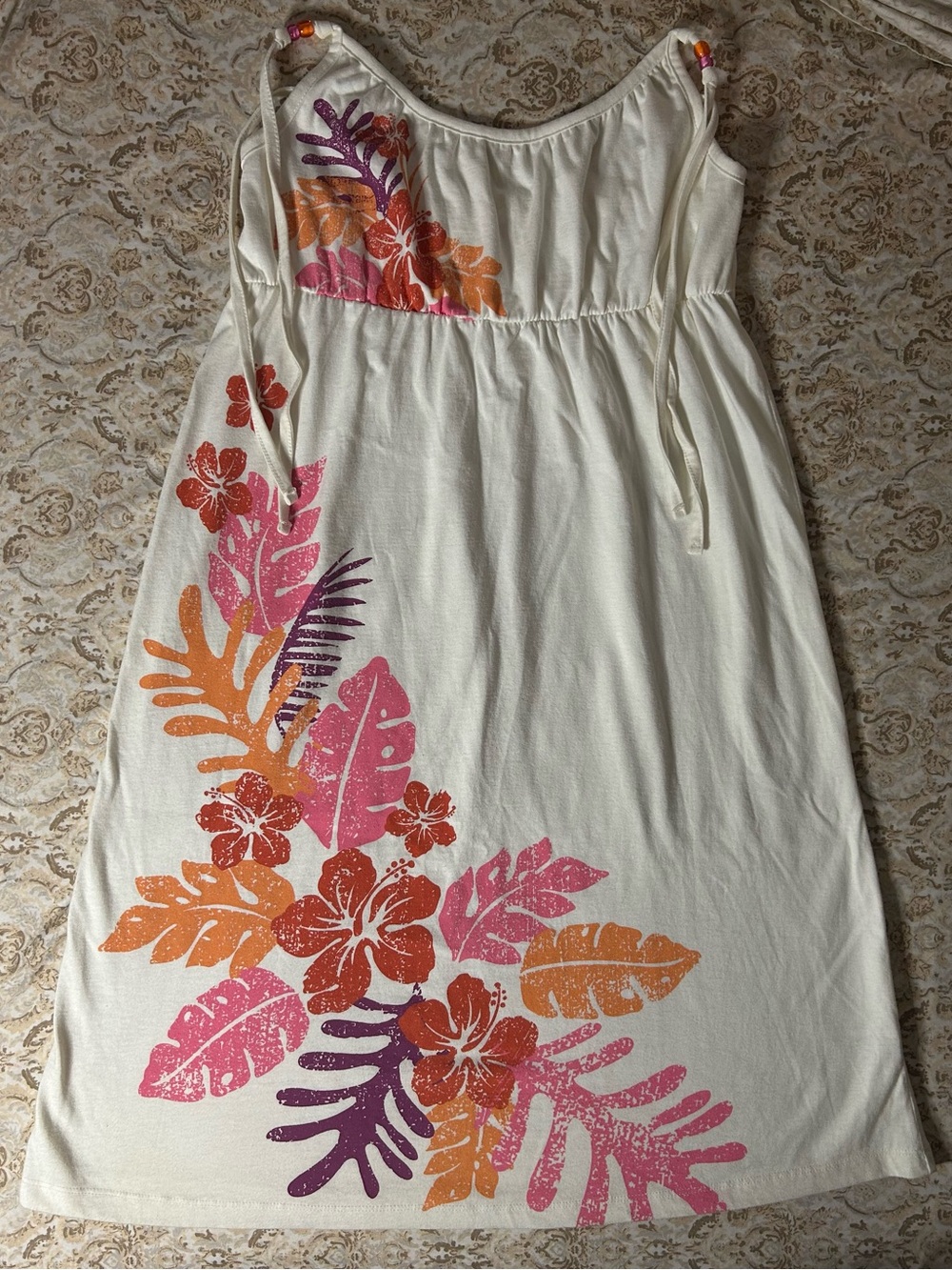 Old Navy Cream Sundress with Pink Orange and Purple Floral Print